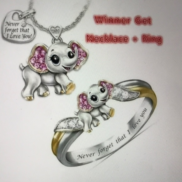 Other - 2pcs Never Forget I Love You Cute Ring & Necklace